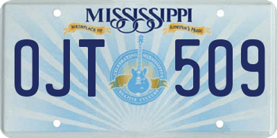 MS license plate OJT509
