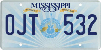 MS license plate OJT532