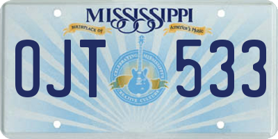 MS license plate OJT533