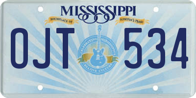 MS license plate OJT534