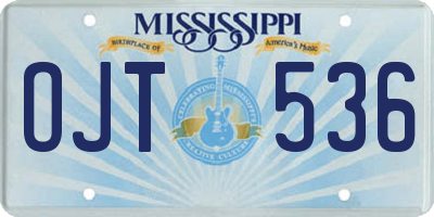 MS license plate OJT536