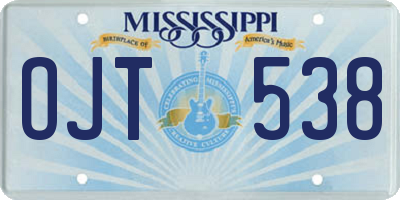 MS license plate OJT538