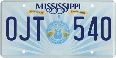 MS license plate OJT540