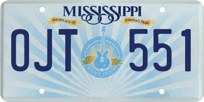 MS license plate OJT551