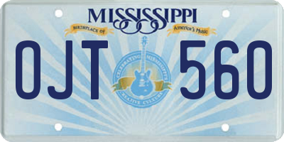 MS license plate OJT560
