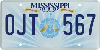 MS license plate OJT567