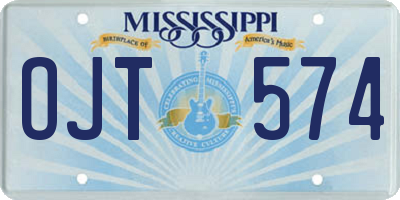 MS license plate OJT574