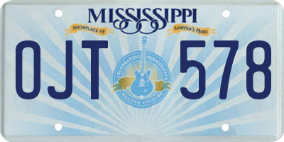 MS license plate OJT578