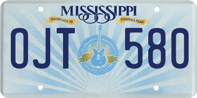 MS license plate OJT580