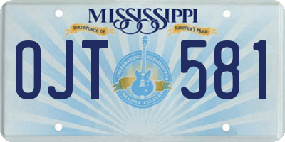 MS license plate OJT581