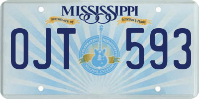 MS license plate OJT593