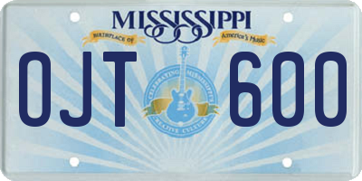 MS license plate OJT600