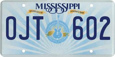 MS license plate OJT602