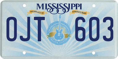 MS license plate OJT603