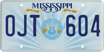 MS license plate OJT604