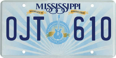 MS license plate OJT610