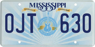 MS license plate OJT630
