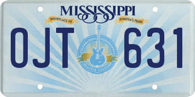 MS license plate OJT631