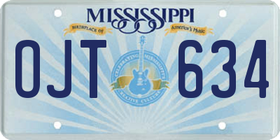 MS license plate OJT634