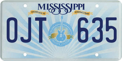 MS license plate OJT635