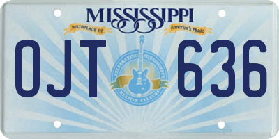 MS license plate OJT636