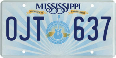 MS license plate OJT637