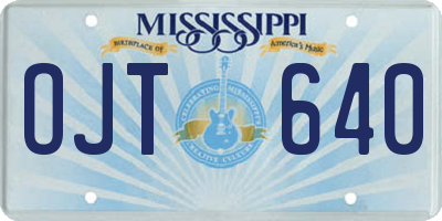 MS license plate OJT640