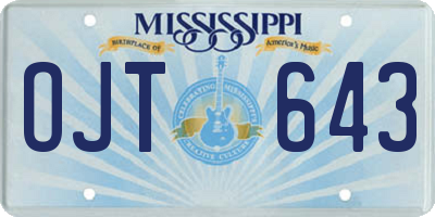MS license plate OJT643