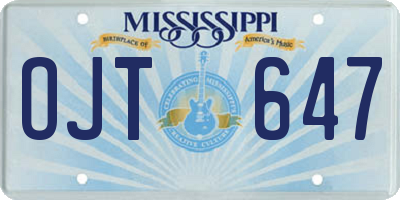MS license plate OJT647