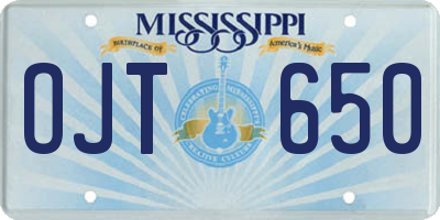 MS license plate OJT650