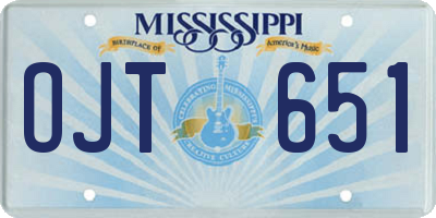 MS license plate OJT651