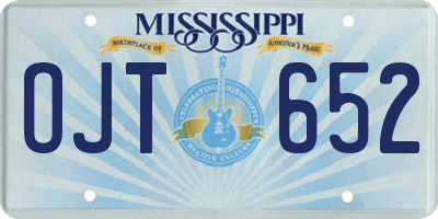 MS license plate OJT652