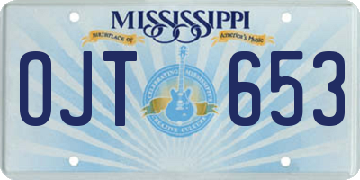 MS license plate OJT653
