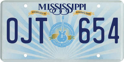 MS license plate OJT654