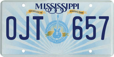 MS license plate OJT657