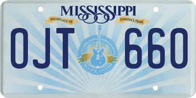 MS license plate OJT660