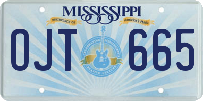 MS license plate OJT665