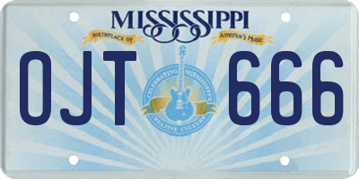 MS license plate OJT666