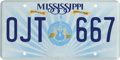 MS license plate OJT667