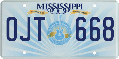 MS license plate OJT668