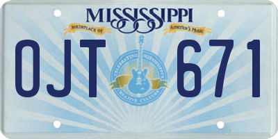 MS license plate OJT671