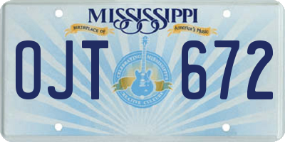 MS license plate OJT672
