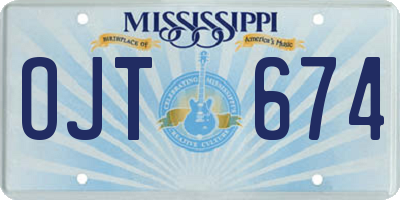 MS license plate OJT674