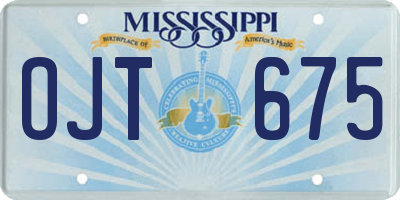 MS license plate OJT675