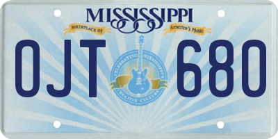 MS license plate OJT680
