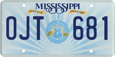 MS license plate OJT681