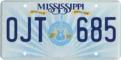 MS license plate OJT685