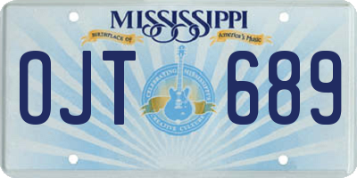 MS license plate OJT689
