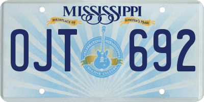 MS license plate OJT692
