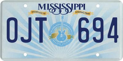 MS license plate OJT694